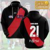 AFL Essendon Bombers Custom Name Number 2021 Home Guernsey Pullover Hoodie