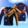 NRL Wests Tigers Custom Name Australian Flag Zip Up Hoodie