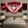 AFL Essendon Bombers Red Lightning 5 Panel Canvas