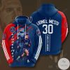Paris Saint-Germain FC Messi 30 Red Blue Pullover Hoodie