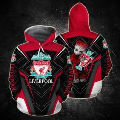 Liverpool FC Black Red Baby Groot Hub Cup Pullover Hoodie