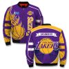 NBA Los Angeles Lakers Purple Gold Fire Flying Ball Bomber Jacket