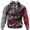 NBA Chicago Bulls Custom Name Number Red Grey Skull Zip Up Hoodie