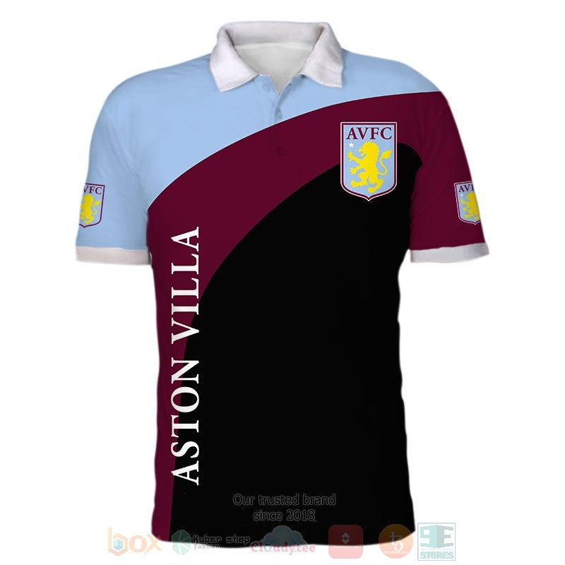 Aston Villa FC Claret Blue Black Polo Shirt