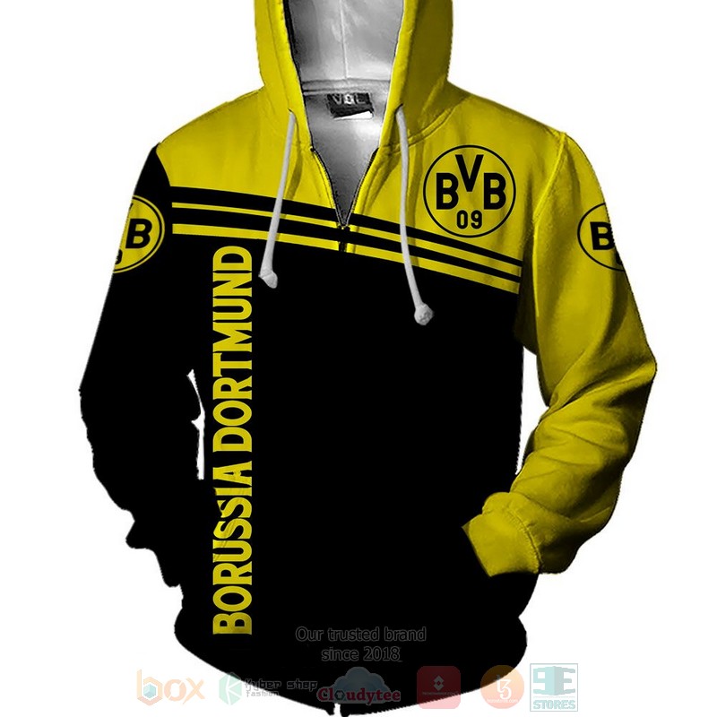 Borussia Dortmund Black Yellow Zip Up Hoodie Borussia Dortmund Black Yellow Zip Up Hoodie