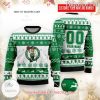 NBA Boston Celtics Custom Name Number White Green Ugly Christmas Sweater