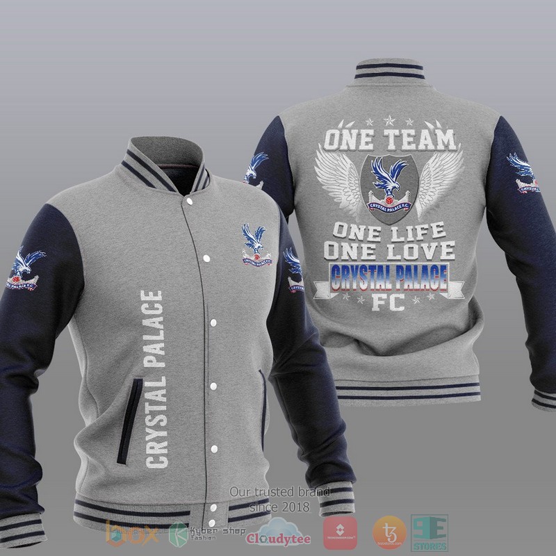 Crystal Palace FC Grey One Team Baseball Jacket Crystal Palace FC Grey One Team Baseball Jacket