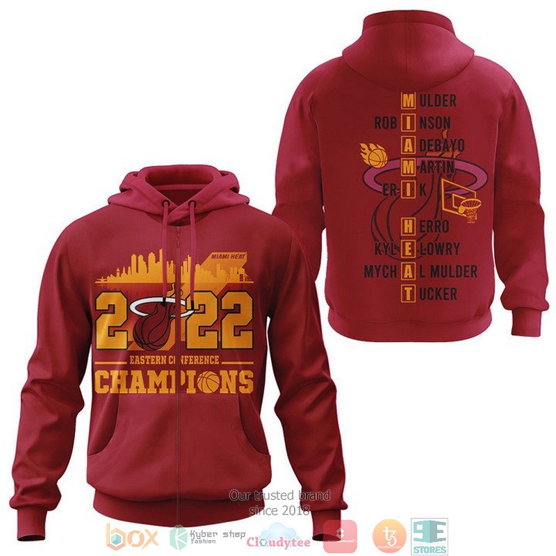 NBA Miami Heat Red Eastern Conference Champion 2022 Zip Up Hoodie NBA Miami Heat Red Eastern Conference Champion 2022 Zip Up Hoodie