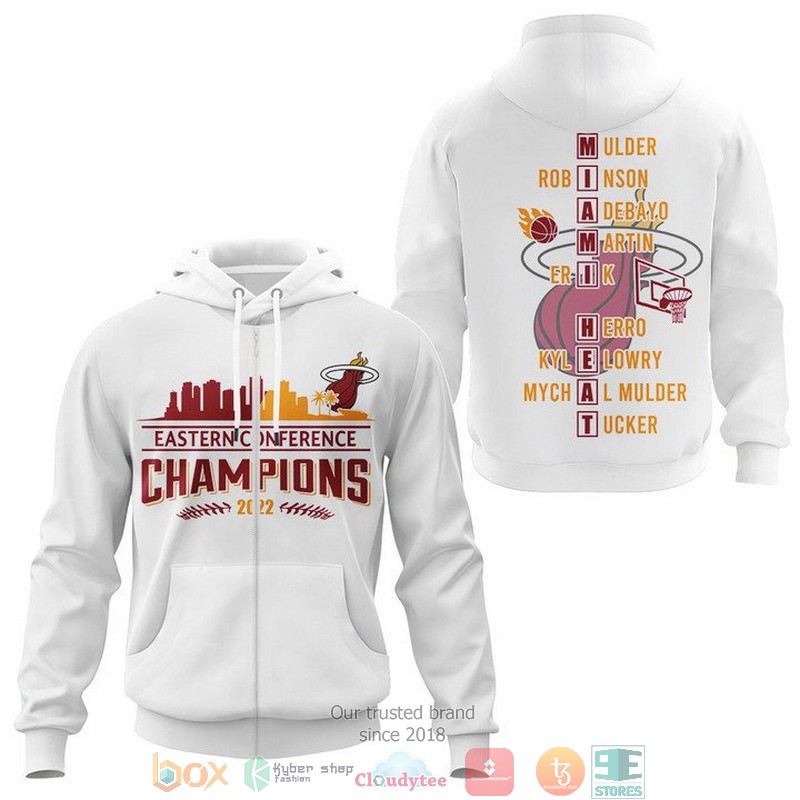 NBA Miami Heat White Eastern Conference Champion 2022 Zip Up Hoodie NBA Miami Heat White Eastern Conference Champion 2022 Zip Up Hoodie