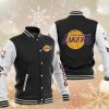 NBA Los Angeles Lakers Black White Baseball Jacket