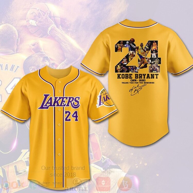 NBA Los Angeles Lakers Golden Kobe Bryant 24 1978 – 2020 Baseball Jersey NBA Los Angeles Lakers Golden Kobe Bryant 24 1978 – 2020 Baseball Jersey