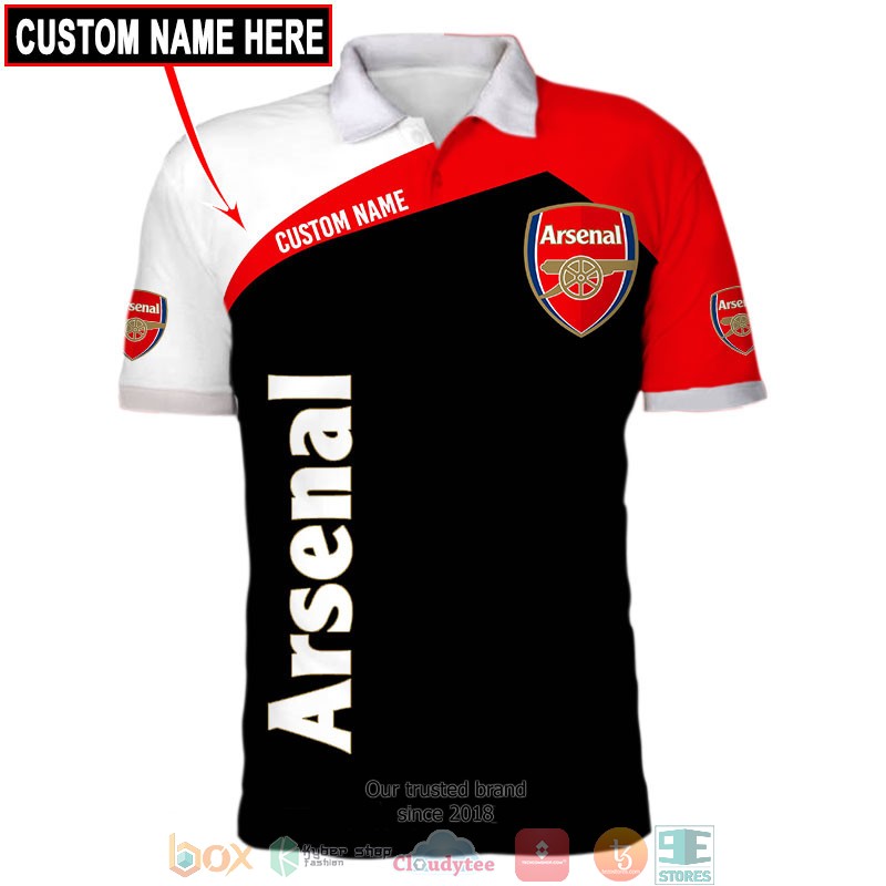 Arsenal FC Custom Name Black Red Polo Shirt Arsenal FC Custom Name Black Red Polo Shirt
