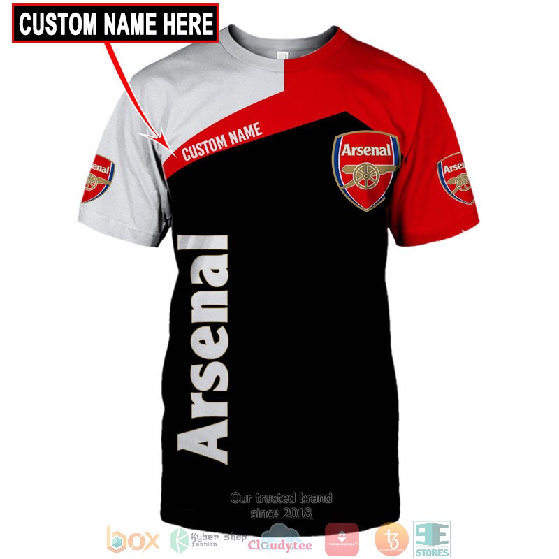 Arsenal FC Custom Name Black Red T-Shirt Arsenal FC Custom Name Black Red T-Shirt