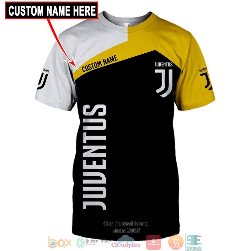 Juventus FC Custom Name Black Yellow T-Shirt Juventus FC Custom Name Black Yellow T-Shirt