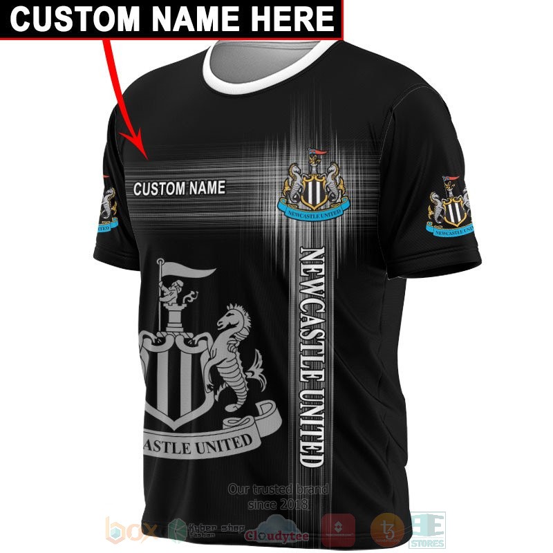 Newcastle United FC Custom Name Black T-Shirt Newcastle United FC Custom Name Black T-Shirt