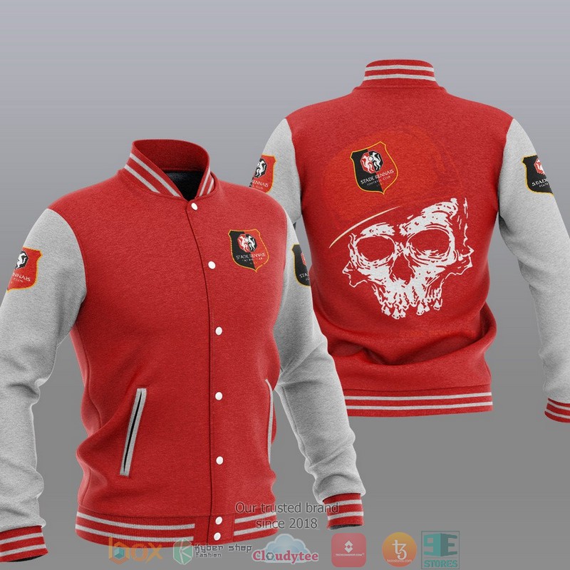 Stade Rennais FC Skull Red White Baseball Jacket Stade Rennais FC Skull Red White Baseball Jacket