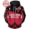 NBA Chicago Bulls Red Black Pullover Hoodie V5