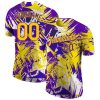 Custom Graffiti Pattern Gold-Purple 3D T-Shirt