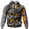 NBA Los Angeles Lakers Custom Name Number Golden Gray Skull Zip Up Hoodie