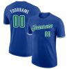 Custom Royal Kelly Green-White T-Shirt