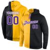 Custom Gold Purple-Black Split Fashion Sports Pullover Hoodie