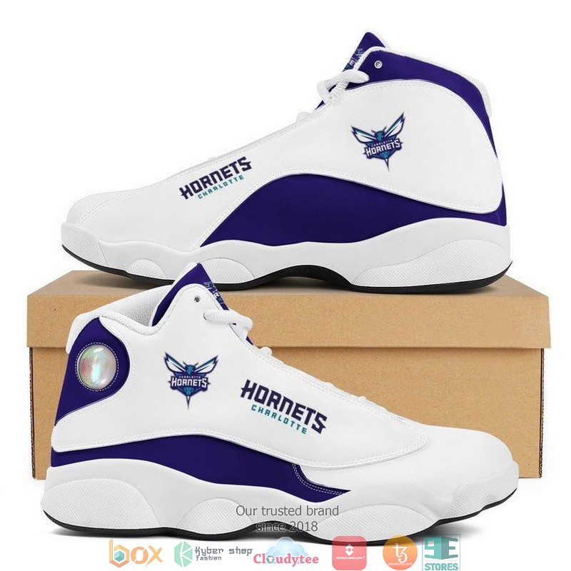 NBA Charlotte Hornets White Dark Purple Air Jordan 13 Shoes NBA Charlotte Hornets White Dark Purple Air Jordan 13 Shoes