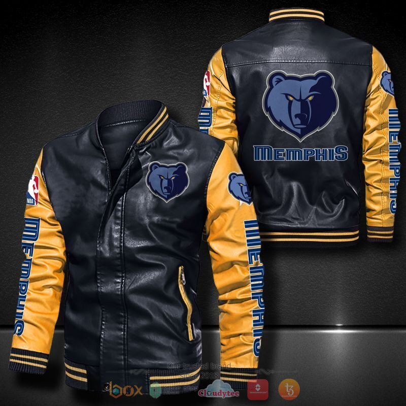 NBA Memphis Grizzlies Black Yellow Leather Bomber Jacket