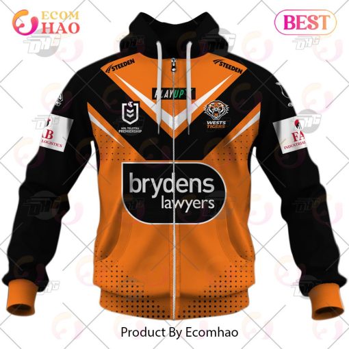 NRL Wests Tigers Custom Name Number 2023 Away Jersey Zip Up Hoodie