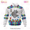 AFL Carlton Blues Custom Name Number Autism Awareness Zip Up Hoodie