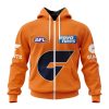 AFL Greater Western Sydney Giants Custom Name Number 2023 Away Guernsey Zip Up Hoodie