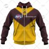AFL Hawthorn Hawks Custom Name Number 2022 Clash Guernsey Zip Up Hoodie