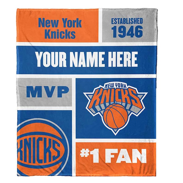 NBA New York Knicks Custom Name Blue Orange Fleece Blanket NBA New York Knicks Custom Name Blue Orange Fleece Blanket