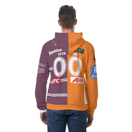 NRL 2 Teams Custom Name Number Half Jersey Pullover Hoodie