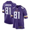Minnesota Vikings Bisi Johnson Nike Purple NFL Game Jersey