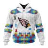 NFL Arizona Cardinals Custom Name Number Autism Awareness Zip Up Hoodie