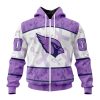 NFL Arizona Cardinals Custom Name Number Fight Cancer Zip Up Hoodie