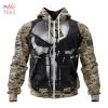 NFL Arizona Cardinals Custom Name Number Punisher Skull Camo Zip Up Hoodie