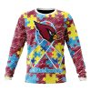 NFL Arizona Cardinals Custom Name Number Puzzle Autism Awareness Sweatshirt