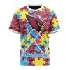 NFL Arizona Cardinals Custom Name Number Puzzle Autism Awareness T-Shirt