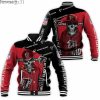 NFL Atlanta Falcons Black Red Skull Baseball Jacket