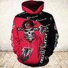 NFL Atlanta Falcons Black Red Skull Pullover Hoodie V2