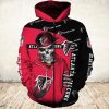 NFL Atlanta Falcons Black Red Skull Zip Up Hoodie V2