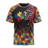NFL Atlanta Falcons Custom Name Number Autism Awareness Design T-Shirt