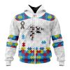 NFL Atlanta Falcons Custom Name Number Autism Awareness Zip Up Hoodie