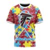 NFL Atlanta Falcons Custom Name Number Puzzle Autism Awareness T-Shirt