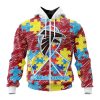 NFL Atlanta Falcons Custom Name Number Puzzle Autism Awareness Zip Up Hoodie