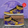 NFL Baltimore Ravens Custom Name Gold Purple Air Jordan 1 High Sneakers