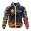 NFL Baltimore Ravens Custom Name Number Autism Awareness Design Zip Up Hoodie
