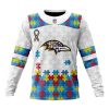 NFL Baltimore Ravens Custom Name Number Autism Awareness Sweatshirt