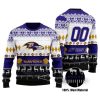 NFL Baltimore Ravens Custom Name Number Purple White Ugly Christmas Sweater